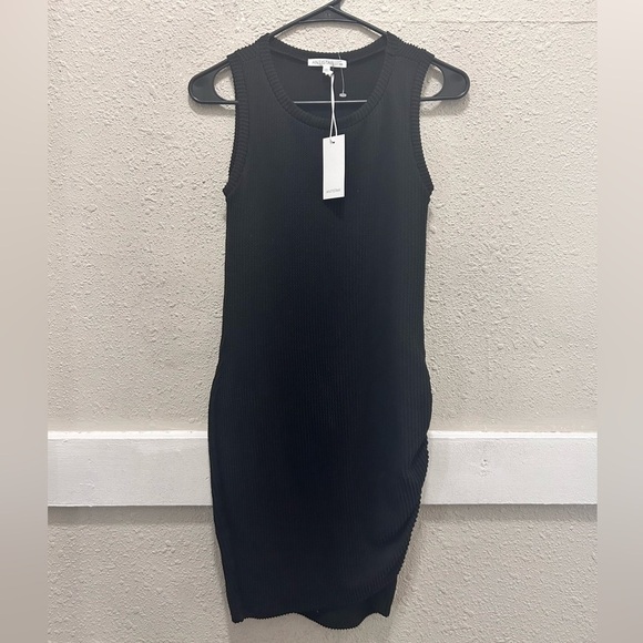 ANTISTAR Dresses & Skirts - ANTISTAR Black Ribbed Knit Dress with Ruched Side NWT XS